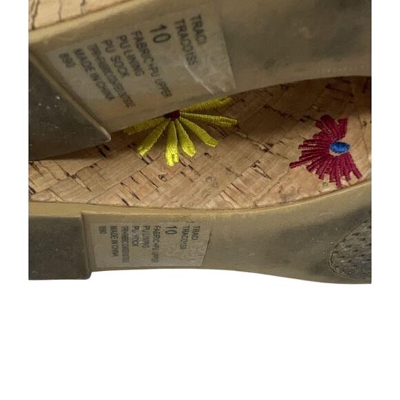 Betsey Johnson Traci Platform Wedge Sandals Red Multi Gingham Floral - Picture 3 of 8